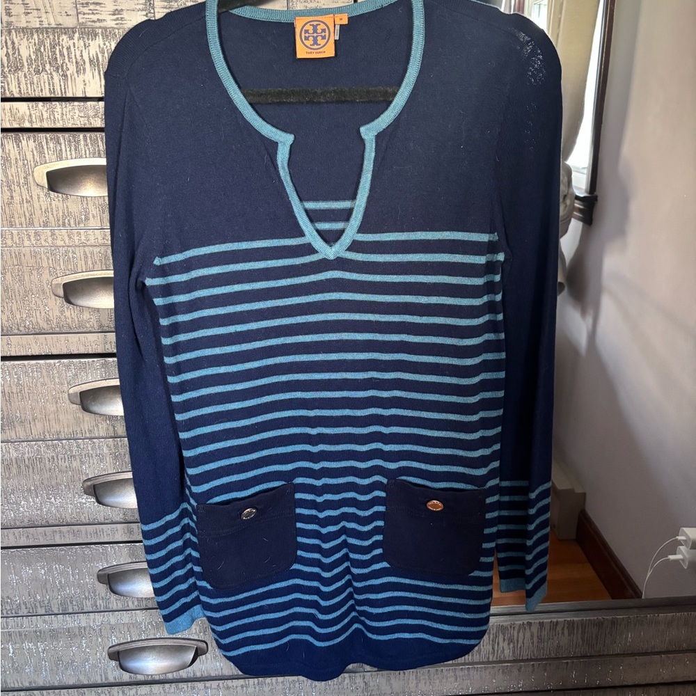 Tory Burch Blue and Orange Knit Top